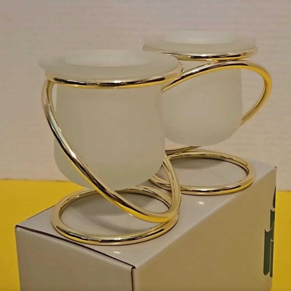 Hostess Pick 🥳💥 New with Tags Vintage PartyLite Gold and White Candle Holders - Picture 3 of 5
